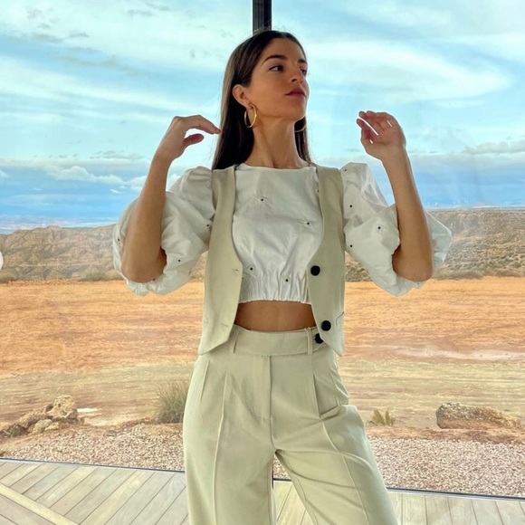 Zara Embroidered Poplin Top With Balloon Sleeves REF. 2320/019 Size XS - Picture 13 of 16